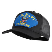 U.S. Navy Veteran Blue Patched Solid Cotton Twill Mesh Prostyle Cap - Black OSFM