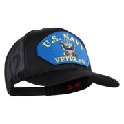 U.S. Navy Veteran Blue Patched Solid Cotton Twill Mesh Prostyle Cap - Black OSFM
