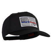 USA Flag EMT Silver Blue Red Patched Solid Cotton Twill 5 Panel Prostyle Snap Cap - Black OSFM
