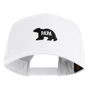 Papa Bear Black Patched Retro Cotton Blend Snapback Cap - White OSFM