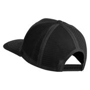 Pine Tree Faux Leather Patched Premium Mesh Trucker Cap - Black Black OSFM