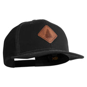 Pine Tree Faux Leather Patched Premium Mesh Trucker Cap - Black Black OSFM
