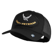 USAF Veteran Patched Solid Cotton Twill Mesh Prostyle Cap - Black OSFM