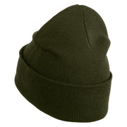 50's White Poodle Iron on Patched 12 Inch Long Knitted Beanie - Olive OSFM