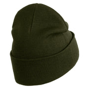 50's White Poodle Iron on Patched 12 Inch Long Knitted Beanie - Olive OSFM