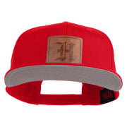 Old English H Faux Leather Patched Cotton Flat Bill Pro Cap - Red OSFM