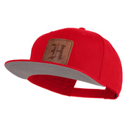 Old English H Faux Leather Patched Cotton Flat Bill Pro Cap - Red OSFM