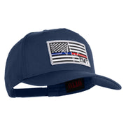 USA Flag EMT Silver Blue Red Patched Solid Cotton Twill 5 Panel Prostyle Snap Cap - Navy OSFM