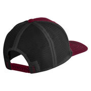 Pine Tree Faux Leather Patched Premium Mesh Trucker Cap - Burgundy Black OSFM