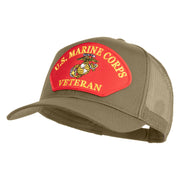 U.S. Marine Corps Veteran Red Patched Solid Cotton Twill Mesh Prostyle Cap - Khaki OSFM