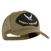 USAF Veteran Patched Solid Cotton Twill Mesh Prostyle Cap - Khaki OSFM