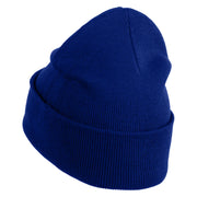 50's White Poodle Iron on Patched 12 Inch Long Knitted Beanie - Royal OSFM