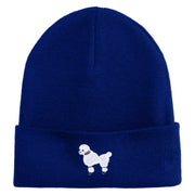 50's White Poodle Iron on Patched 12 Inch Long Knitted Beanie - Royal OSFM