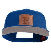Old English H Faux Leather Patched Cotton Flat Bill Pro Cap - Royal OSFM