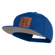 Old English H Faux Leather Patched Cotton Flat Bill Pro Cap - Royal OSFM