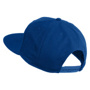 Old English H Faux Leather Patched Cotton Flat Bill Pro Cap - Royal OSFM