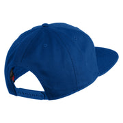 Old English H Faux Leather Patched Cotton Flat Bill Pro Cap - Royal OSFM