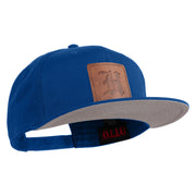 Old English H Faux Leather Patched Cotton Flat Bill Pro Cap - Royal OSFM