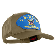 U.S. Navy Veteran Blue Patched Solid Cotton Twill Mesh Prostyle Cap - Khaki OSFM