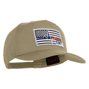 USA Flag EMT Silver Blue Red Patched Solid Cotton Twill 5 Panel Prostyle Snap Cap - Khaki OSFM