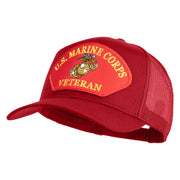U.S. Marine Corps Veteran Red Patched Solid Cotton Twill Mesh Prostyle Cap - Red OSFM