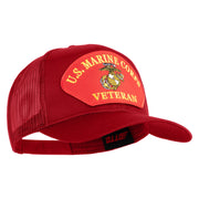 U.S. Marine Corps Veteran Red Patched Solid Cotton Twill Mesh Prostyle Cap - Red OSFM