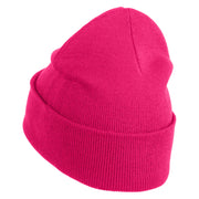 50's White Poodle Iron on Patched 12 Inch Long Knitted Beanie - Magenta OSFM