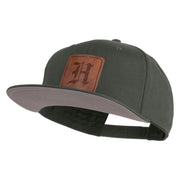 Old English H Faux Leather Patched Cotton Flat Bill Pro Cap - Charcoal OSFM