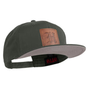 Old English H Faux Leather Patched Cotton Flat Bill Pro Cap - Charcoal OSFM