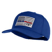 USA Flag EMT Silver Blue Red Patched Solid Cotton Twill 5 Panel Prostyle Snap Cap - Royal OSFM