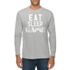 Eat Sleep Game Graphic Long Sleeve Crewneck Tee - Heather-Grey XS