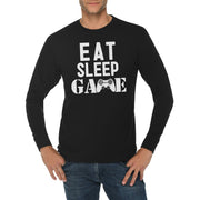 Eat Sleep Game Graphic Long Sleeve Crewneck Tee - Black XS