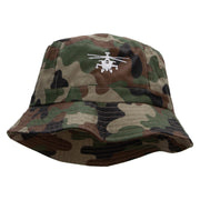 Military Chopper Embroidered Pigment Dyed Bucket Hat - Green-Camo OSFM