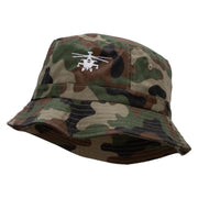 Military Chopper Embroidered Pigment Dyed Bucket Hat - Green-Camo OSFM