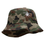 Military Chopper Embroidered Pigment Dyed Bucket Hat - Green-Camo OSFM