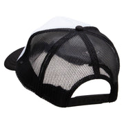 Happy Flower Embroidered Foam Panel Mesh Snapback - Black-White OSFM