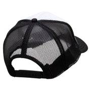 Happy Flower Embroidered Foam Panel Mesh Snapback - Black-White OSFM