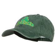 Irish and Shamrock Outline Embroidered Washed Cotton Cap