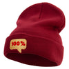 100% Word Bubble Embroidered 12 Inch Long Knitted Beanie - Maroon OSFM