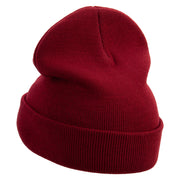 100% Word Bubble Embroidered 12 Inch Long Knitted Beanie - Maroon OSFM