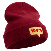 100% Word Bubble Embroidered 12 Inch Long Knitted Beanie - Maroon OSFM