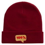 100% Word Bubble Embroidered 12 Inch Long Knitted Beanie - Maroon OSFM