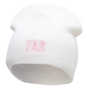 FAB Embroidered 8 Inch Short Beanie - White OSFM