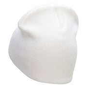 FAB Embroidered 8 Inch Short Beanie - White OSFM