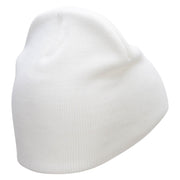 FAB Embroidered 8 Inch Short Beanie - White OSFM