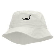 Loch Ness Monster Embroidered Bucket Hat - White OSFM