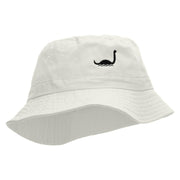 Loch Ness Monster Embroidered Bucket Hat - White OSFM