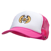 Happy Flower Embroidered Foam Panel Mesh Snapback - Pink-White OSFM