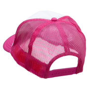 Happy Flower Embroidered Foam Panel Mesh Snapback - Pink-White OSFM