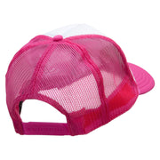 Happy Flower Embroidered Foam Panel Mesh Snapback - Pink-White OSFM